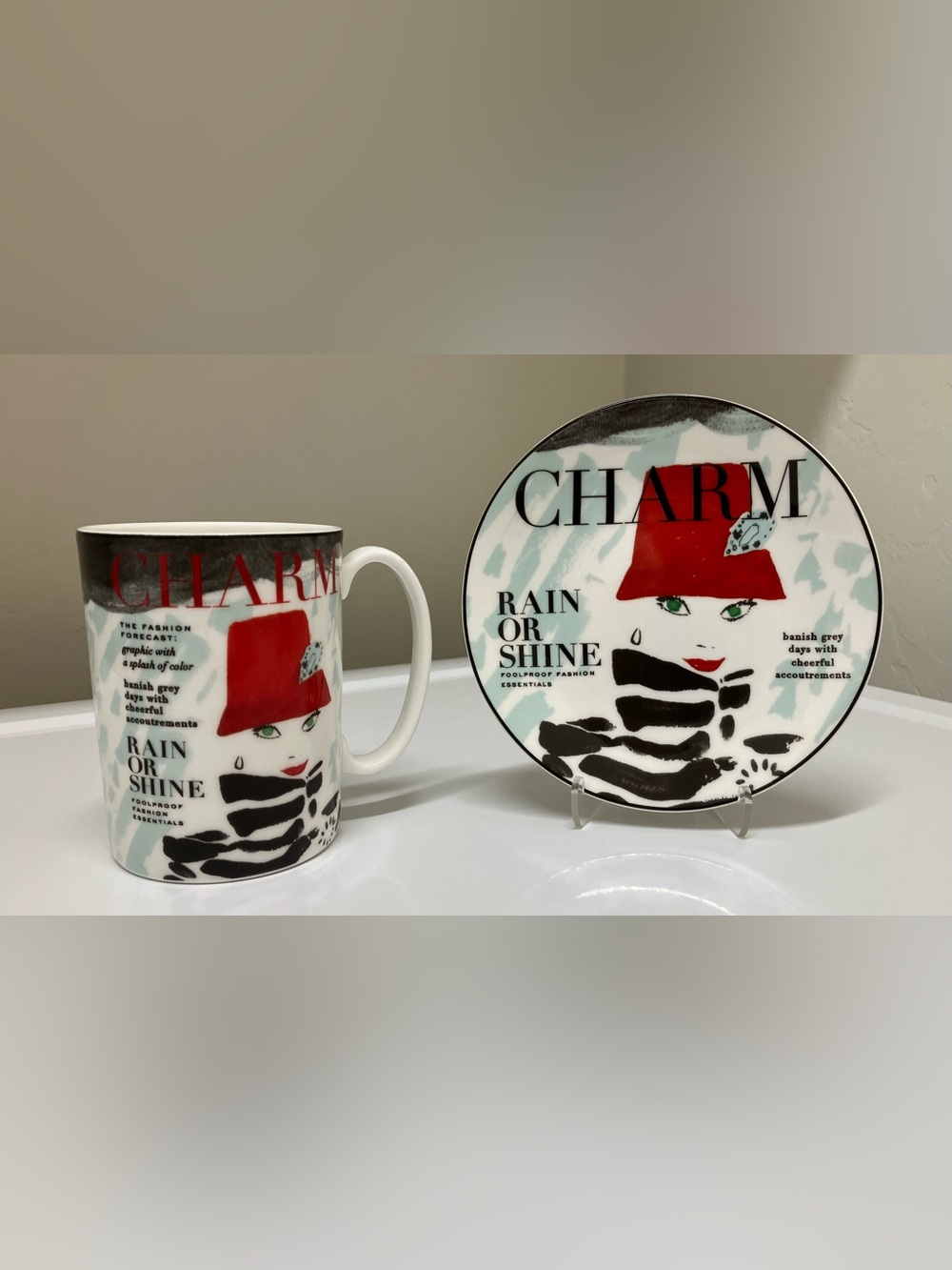 Kate Spade ♠️ Lenox Charm rain or shine ♥️ coffee mug and plate
